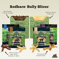 Redbarn Bully Slices cow hide texture close-up, satisfying chewing.
