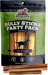 Redbarn Bully Sticks bag front view for small to medium dogs; long-lasting chew.