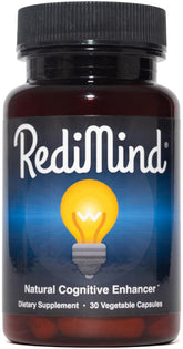 RediMind bottle label highlighting natural cognitive support and everyday focus.
