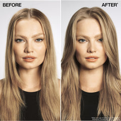 Redken Acidic Grow Full bottle shown on hair for lightweight, non-greasy feel.