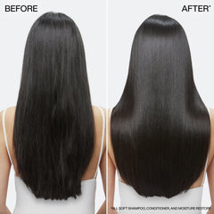 Redken All Soft hair application on strands delivers instant conditioning.