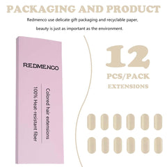 REDMENCO blonde clip-in extensions with pre-attached clips for fast, secure application.