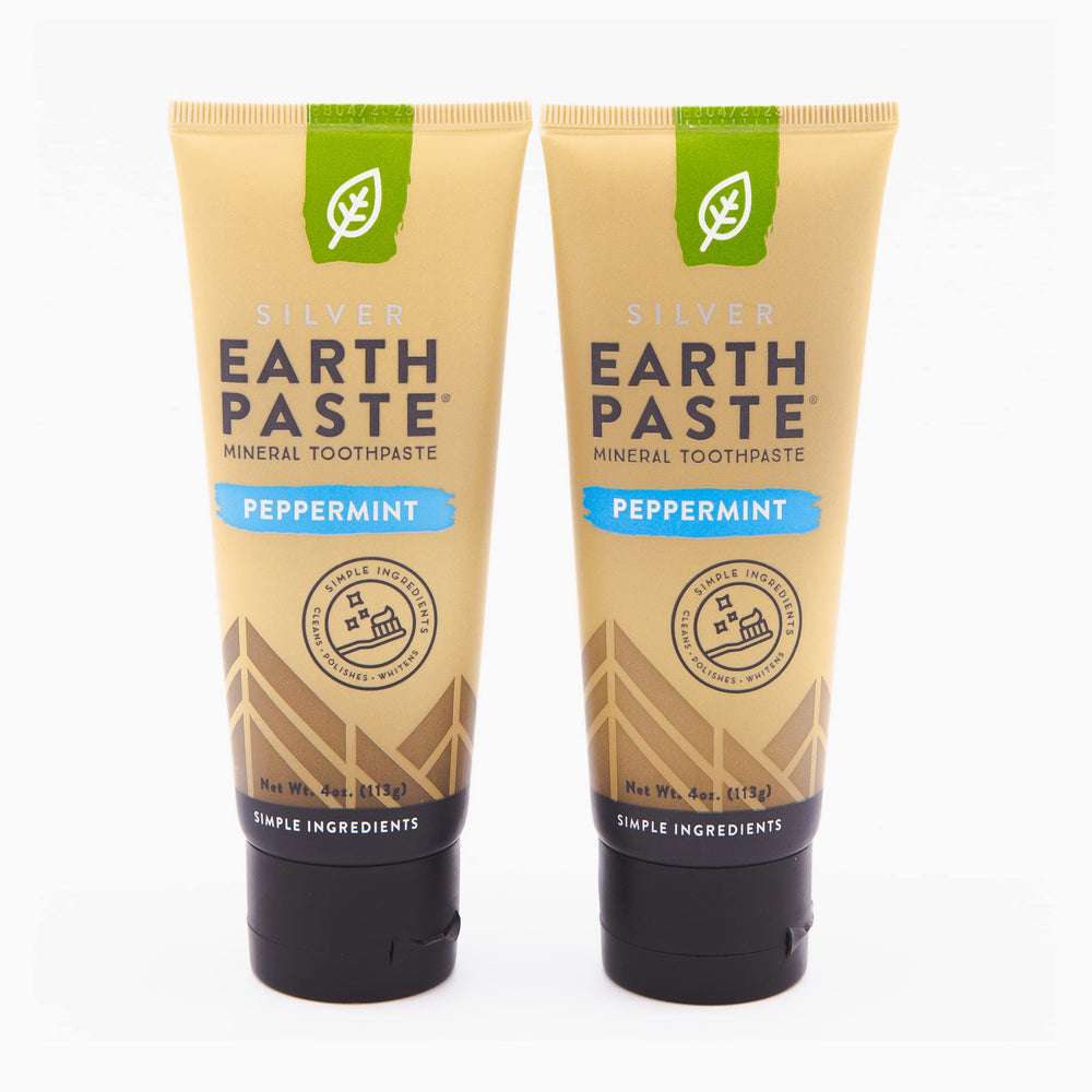 Redmond Earthpaste Silver peppermint toothpaste tube front for fresh breath.