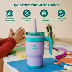 REDUCE Coldee Kids Tumbler handle adds grip for small hands during outings.