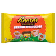 Reese's Easter Spring Sprinkles peanut butter cup miniatures on display for festive snacking.