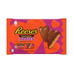 Packaging close-up of Reese's hearts, ideal for a Valentine gift presentation.