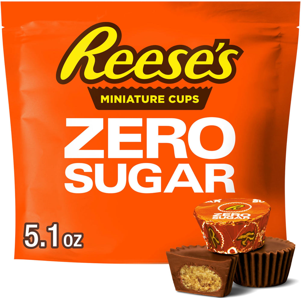 REESE'S Zero Sugar Miniatures bag front view, ideal for sharing at gatherings