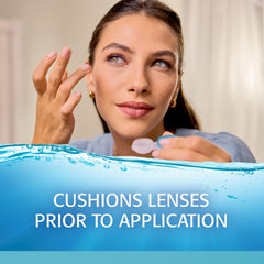 Refresh Contacts packaging image displays sterile bottle for daily lens comfort.