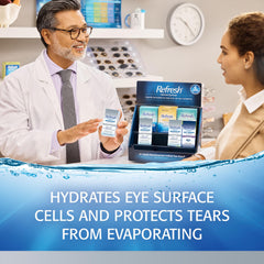 Refresh Optive Advanced drops close-up delivering instant hydration for eyes