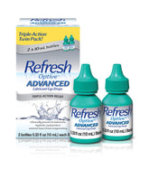 Refresh Optive Advanced eye drops bottle front showing hydration-ready packaging