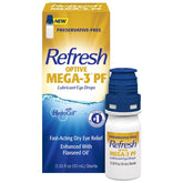 Refresh Optive Mega-3 PF eye drops bottle front for all-day hydration.