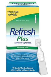 Refresh Plus packaging and vials, convenient preservative-free option for sensitive eyes.