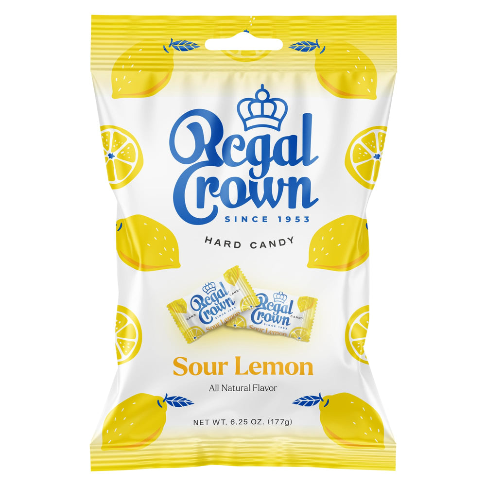Regal Crown Sour Lemon hard candy pack shot, ready for sharing