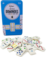 Regal Games Double 6 domino chain demonstrates play sequences for 2 to 4 players.