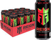Reign Melon Mania bottle highlights zero sugar for active athletes.
