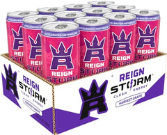 REIGN Storm Harvest Grape bottle on the go, ready for a flavorful energy boost.