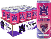 REIGN Storm Harvest Grape can front, convenient energy for workouts and focus.