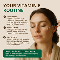 RejuveNaturals Vitamin E Oil amber bottle showcased for premium skincare.