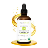 RejuveNaturals Vitamin E Oil bottle with organic blend for facial hydration.
