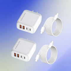 REKNA 4-port USB-C charger dual-C ports and two USB-A ports for simultaneous charging