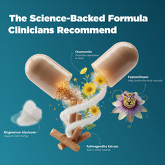 Relaxium Calm mushroom blend visual suggests immune-friendly adaptogen benefits.