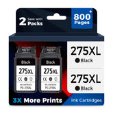 Relcolor Canon 275XL black 2-pack in box with upgraded chips for quick setup.
