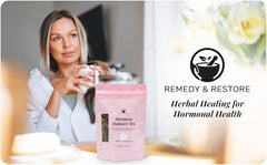 Remedy & Restore spearmint leaves tea infusion ready to steep for refreshing flavor and mood lift.