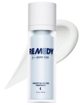 Remedy Science Pore Size Serum bottle with pump for smooth nightly application.