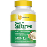 Renew Life prebiotic fiber bottle highlights vegetarian capsules for daily use.