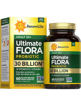 Renew Life Probiotic 50 Plus bottle front view showing 60 capsules for daily support