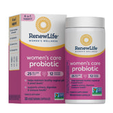 Renew Life Women's Care Probiotic bottle with 30 capsules for daily vaginal, urinary, and digestive support.