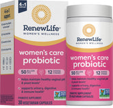 Renew Life Women’s Probiotic bottle showing 50 billion CFU for daily support.
