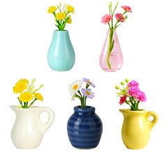 Renmxj mini ceramic vase magnet on fridge with bright fake flowers for colorful decor