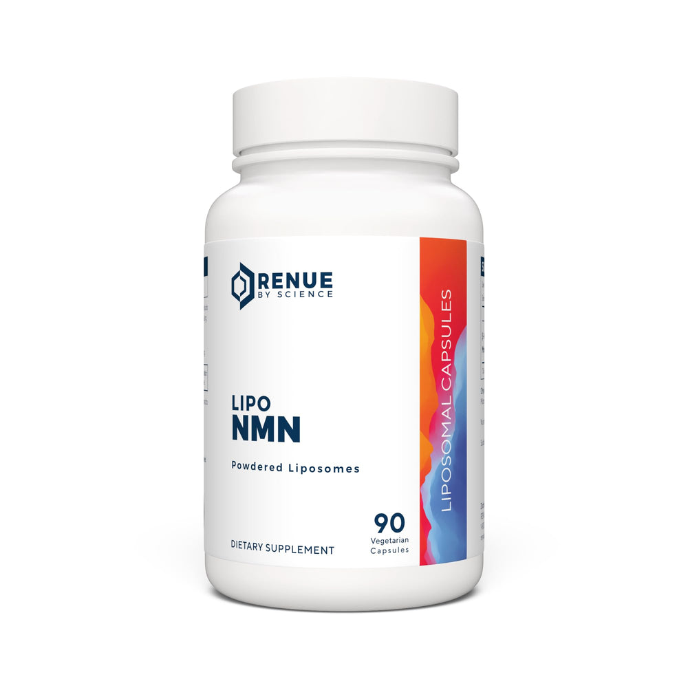 Renue By Science Lipo NMN bottle shown with premium packaging for daily use