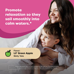 Renzo's Captain Calm tab dissolving in mouth for easy, sugar-free use.