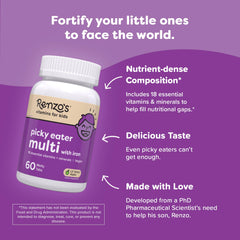 Renzo's multivitamin with iron and zinc for daily nutrition