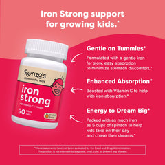 Renzo's vitamin C-enriched iron, supports gentle absorption for children.