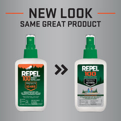 Repel 100 pump spray close-up showing travel-friendly design.