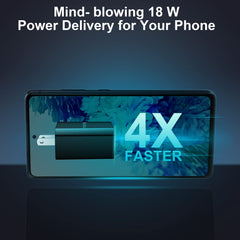 Repind 18W power adapter included supports rapid charging for compatible devices.