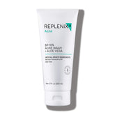 Replenix benzoyl peroxide face wash bottle front view for clearer skin