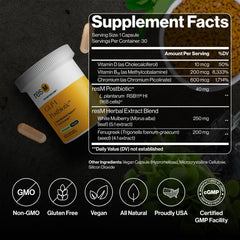 ResBiotic resM GLP-1 Postbiotic capsules shown for daily supplementation.