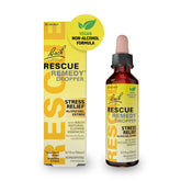 RESCUE Bach Remedy Dropper bottle on desk for natural stress support.