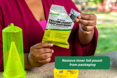 RESCUE! non-toxic attractant action lures queens and workers before trap entry.