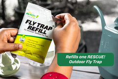 Water-soluble pouch activates inside the trap to attract flies