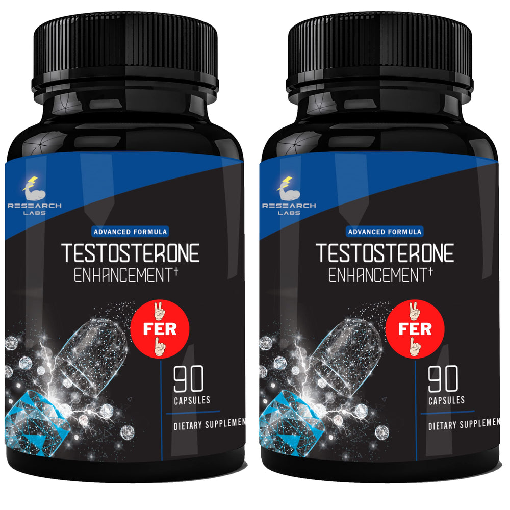 Research Labs test booster 180ct bottle front highlights lean muscle support and energy