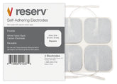Reserv 2x2-inch electrode pads gel closeup showing reusable adhesive