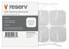 Reserv 2x2-inch electrode pads gel closeup showing reusable adhesive