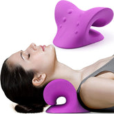 RESTCLOUD neck relaxer on ergonomic curve showing cervical support and traction