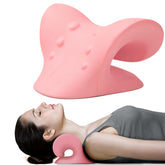 RESTCLOUD neck and shoulder relaxer pink front view supports neck and shoulders during stretches.