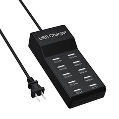 Resypey 10-Port USB Charger Station front view for organized desk charging